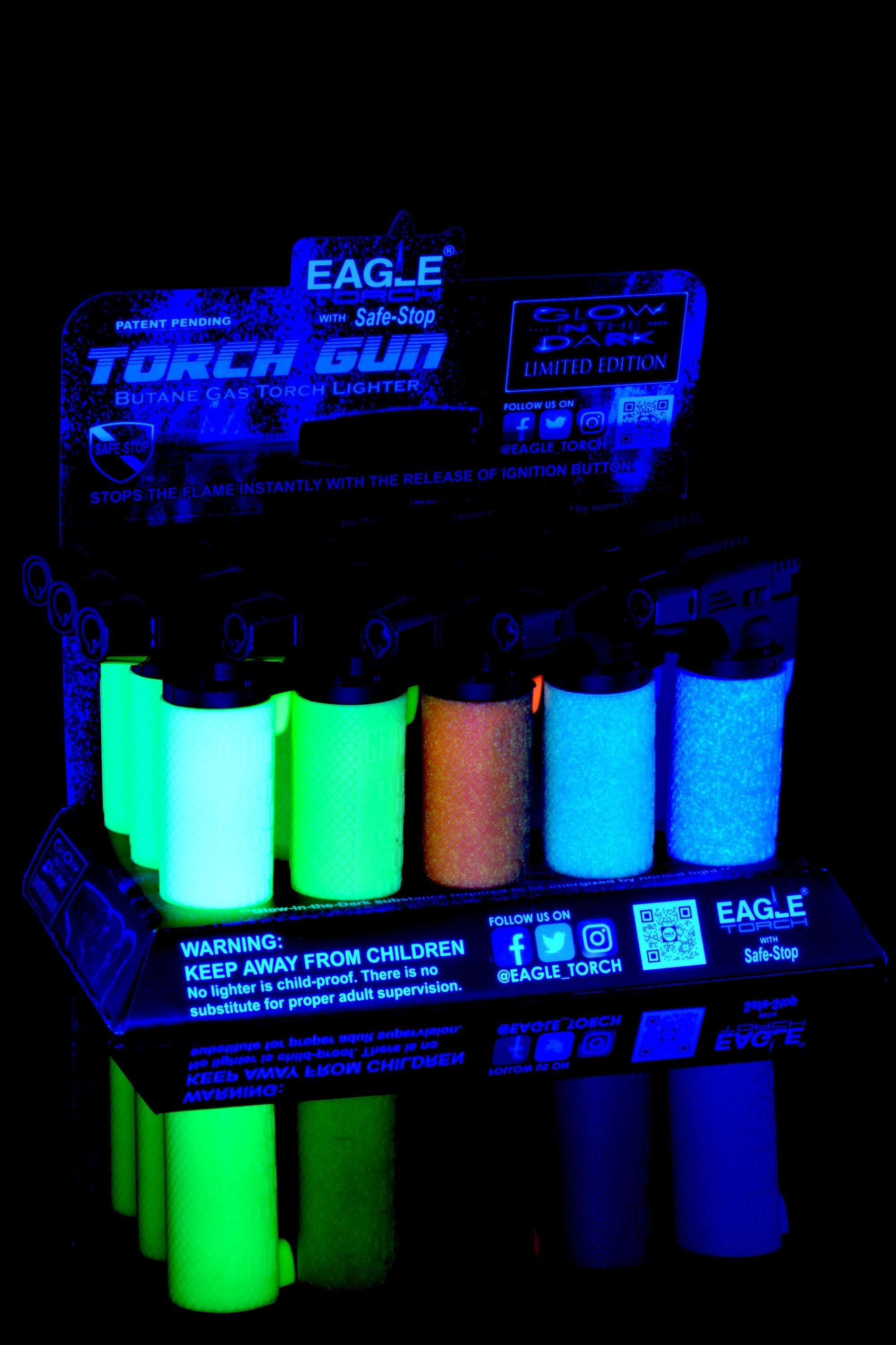 Eagle Torch Neon Chrome Finish Torch Gun Lighter 15ct Displa