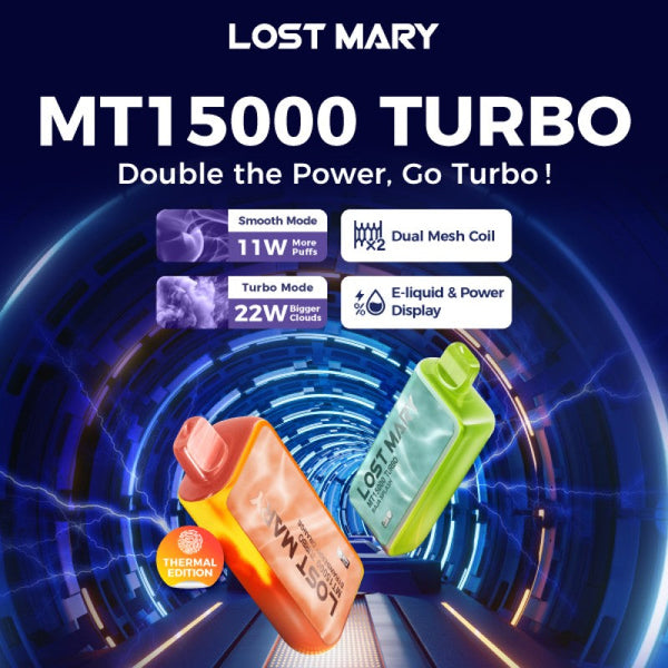 Lost Mary Turbo Thermal Edition MT15,000 Puffs 16ml 50mg 5ct Display - Premium  from H&S WHOLESALE - Just $45! Shop now at H&S WHOLESALE