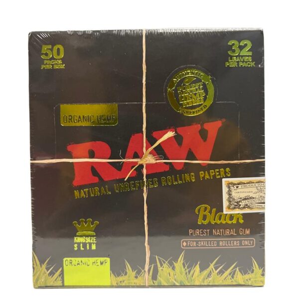 Raw Paper King Size Black Organic 50ct - Premium  from H&S WHOLESALE - Just $40! Shop now at H&S WHOLESALE