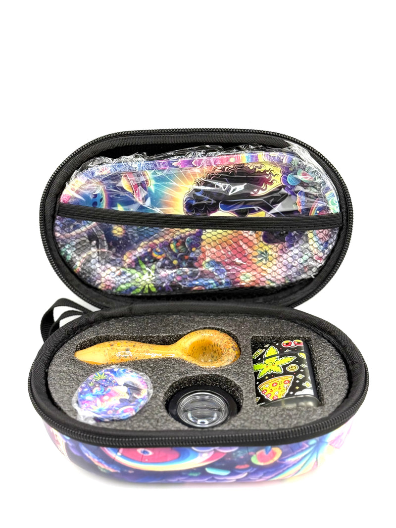 Glass Pipe + Lighter Smoking Set 6pc (Oval EVA Bag) 1ct Bag - Premium  from H&S WHOLESALE - Just $15! Shop now at H&S WHOLESALE