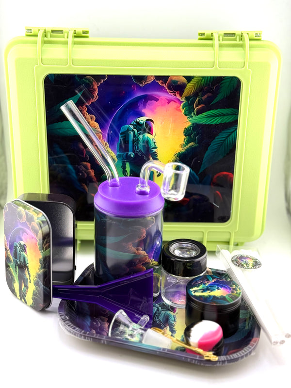 Round Juice Bong + Cane Smoking Set (Suitcase) 12pcs 1ct Case - Premium  from H&S WHOLESALE - Just $22! Shop now at H&S WHOLESALE