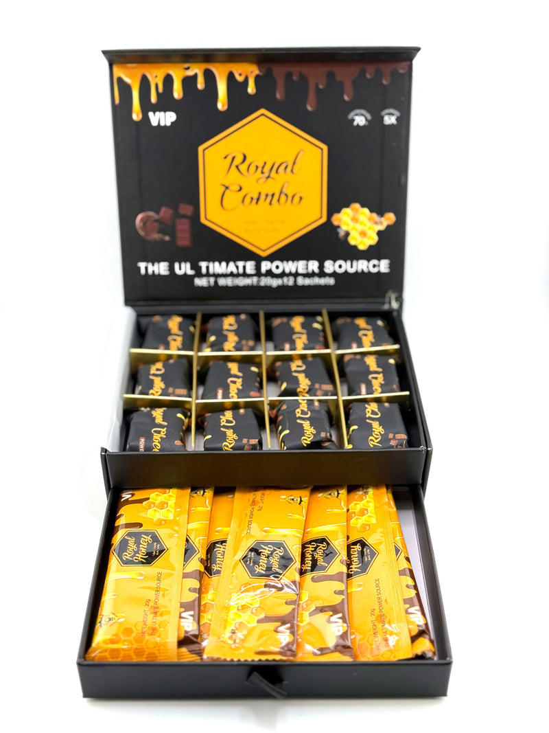 Royal Combo VIP Honey 12ct & Chocolate 12ct 20g 24ct Box - Premium  from H&S WHOLESALE - Just $35! Shop now at H&S WHOLESALE