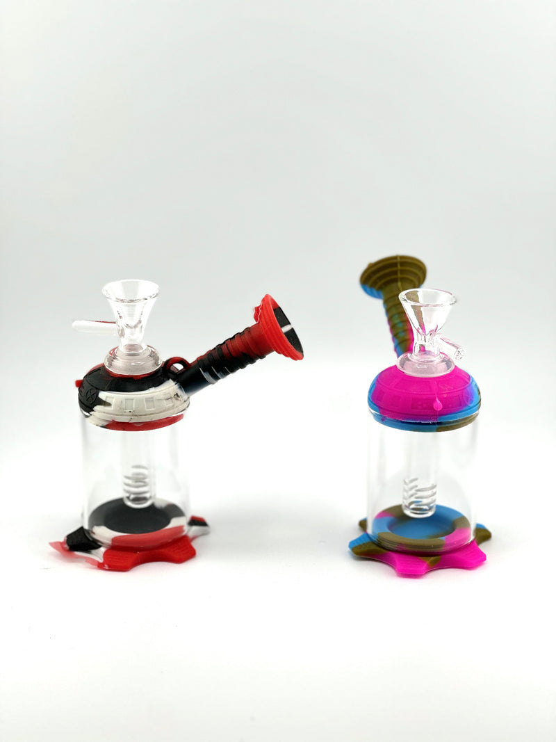 Silicone Horn Water Pipe With Mouth Piece Mix Colors 1ct