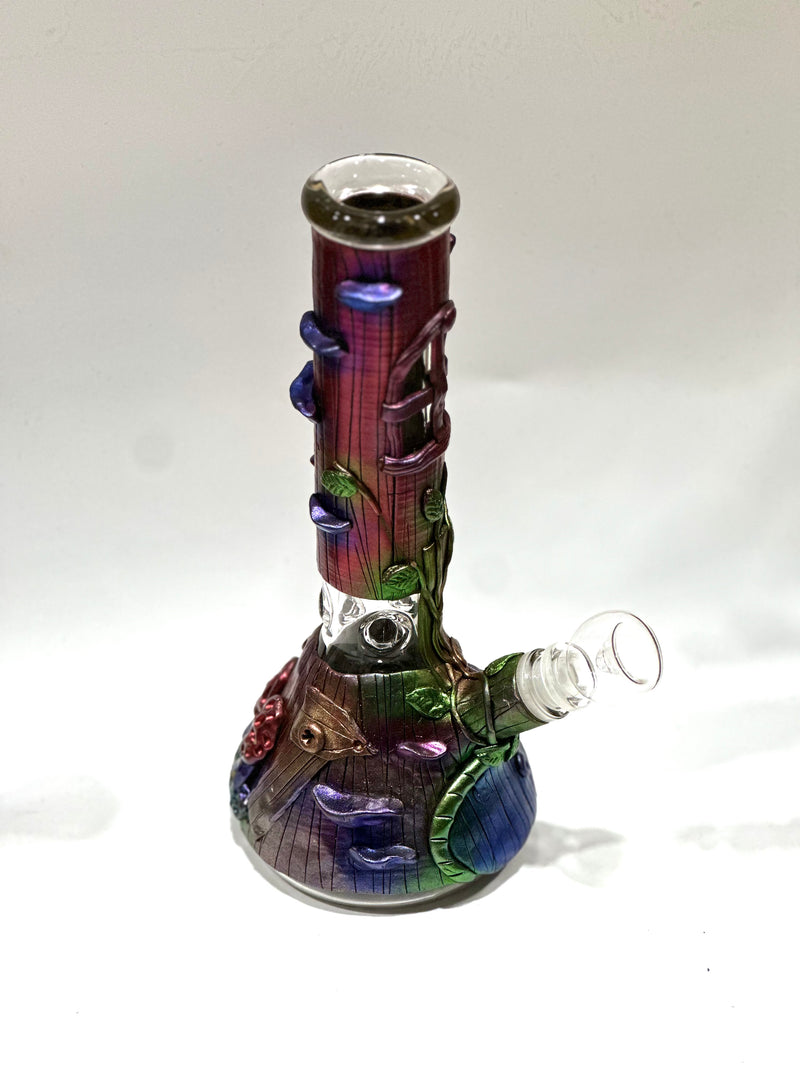 Widow Skull 10’’ Hand Painted Glass Pipe With Tree And Skull Blue/Red/Green 1ct - Premium  from H&S WHOLESALE - Just $38! Shop now at H&S WHOLESALE