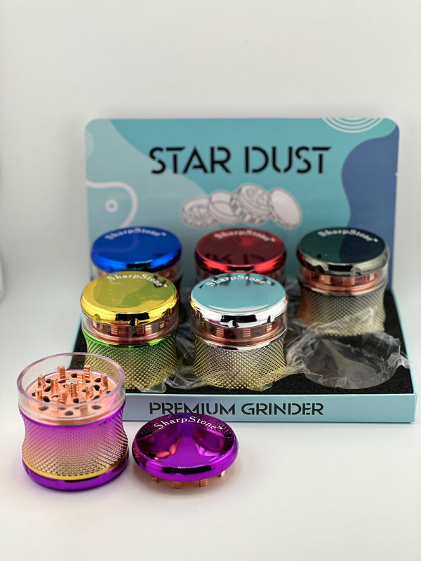 Star Dust Herb Grinder 63mm 4pc Gradient Assorted Colors 6ct Display #SD-112 - Premium  from H&S WHOLESALE - Just $49.95! Shop now at H&S WHOLESALE