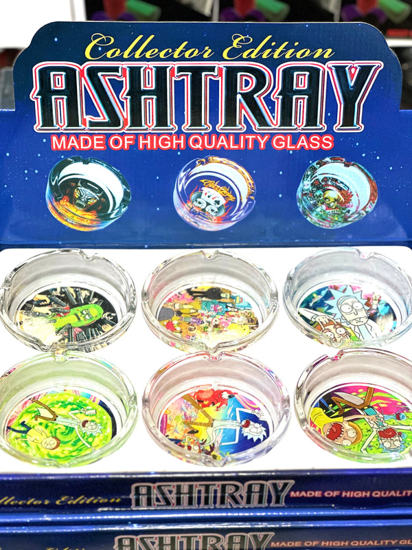 Glass Ahstray Round Large Cartoon Edition 6ct Display - Premium  from H&S WHOLESALE - Just $20! Shop now at H&S WHOLESALE