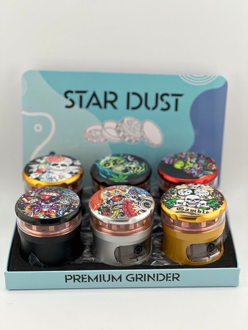 Star Dust Herb Grinder Skull with a drawer ￼4pc 6ct Display