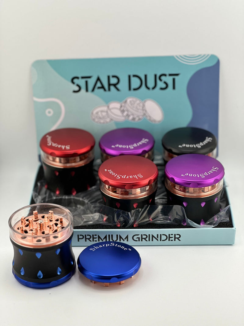 Star Dust Herb Grinder 4pc Sharp Stone 6ct Display