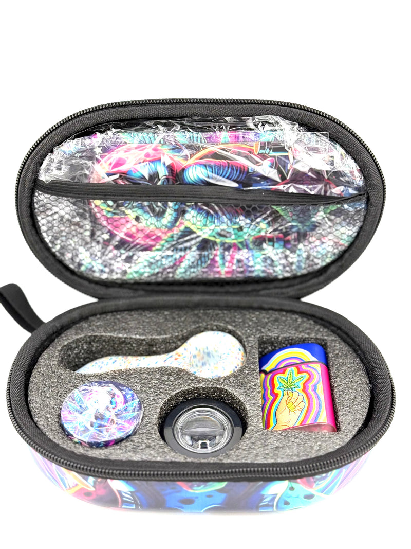 Glass Pipe + Lighter Smoking Set 6pc (Oval EVA Bag) 1ct Bag - Premium  from H&S WHOLESALE - Just $15! Shop now at H&S WHOLESALE