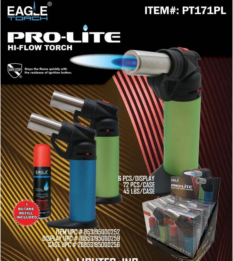 Eagle Torch Pro-Lite High Flow Torch Lighter + Butane 6ct Display