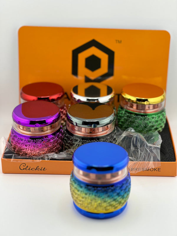 Clickit Palpitate Drum Shaped 63mm 4pc Tobacco Grinder 6ct Display #MG020 - Premium  from H&S WHOLESALE - Just $49.95! Shop now at H&S WHOLESALE
