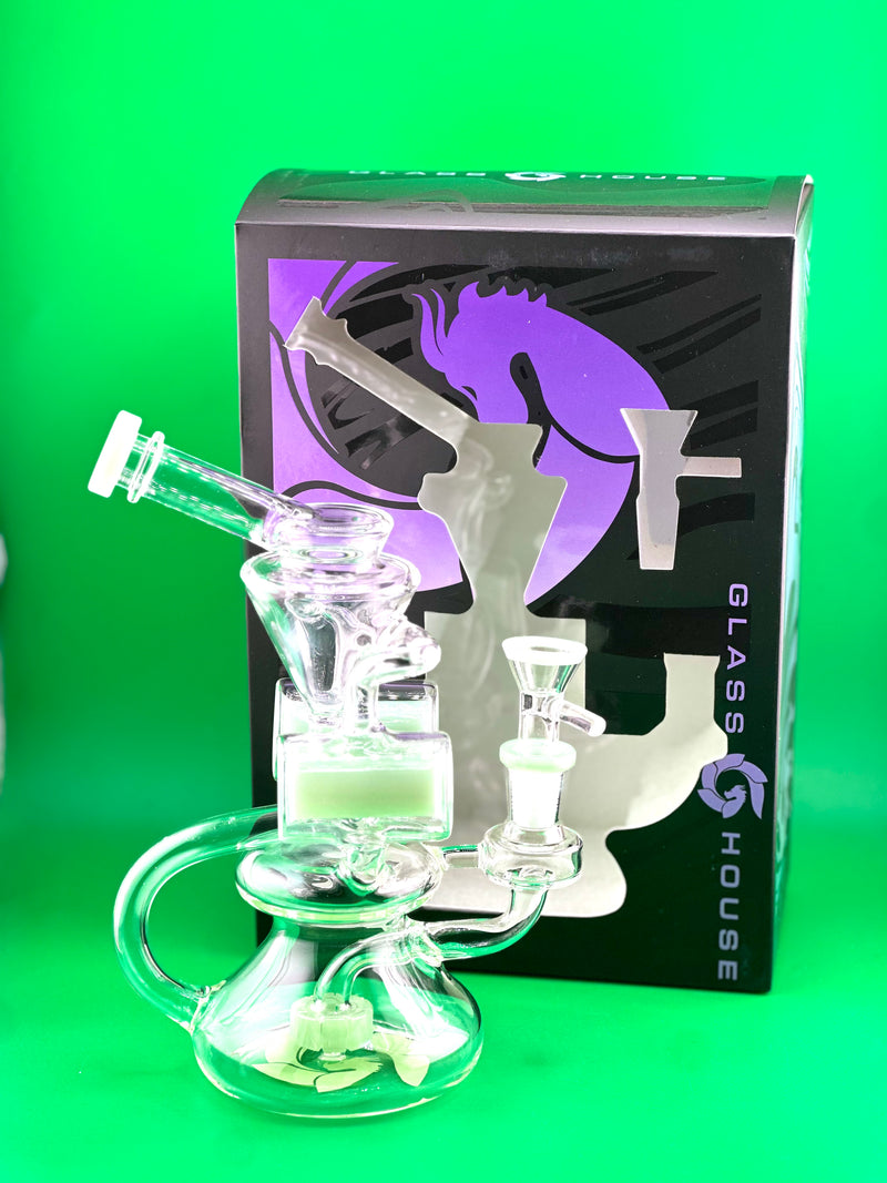 Glass House Double Barrel Recycler 1ct GH-70 - Premium  from H&S WHOLESALE - Just $45! Shop now at H&S WHOLESALE