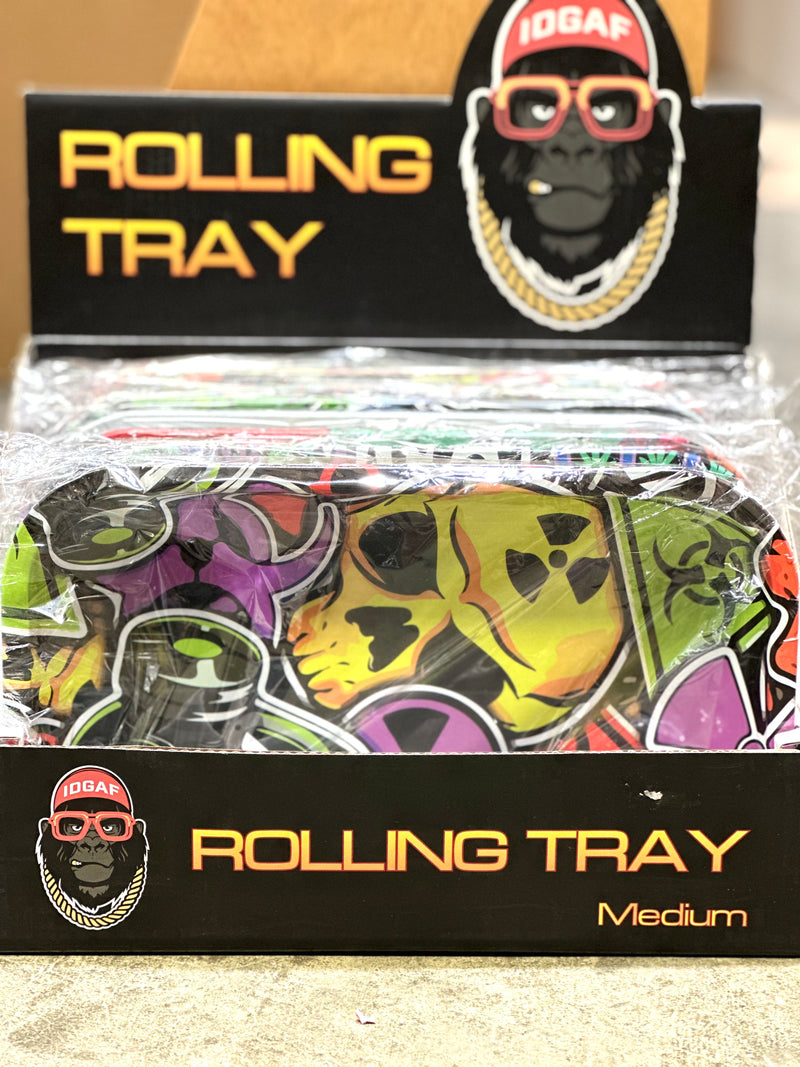 IDGAF Rolling Tray 8ct Medium - Premium  from H&S WHOLESALE - Just $25! Shop now at H&S WHOLESALE