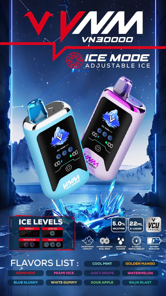 VNM Ice Mode 30,000 Puffs With Touch To Adjust Ice Mode 5ct Box - Premium  from H&S WHOLESALE - Just $50! Shop now at H&S WHOLESALE