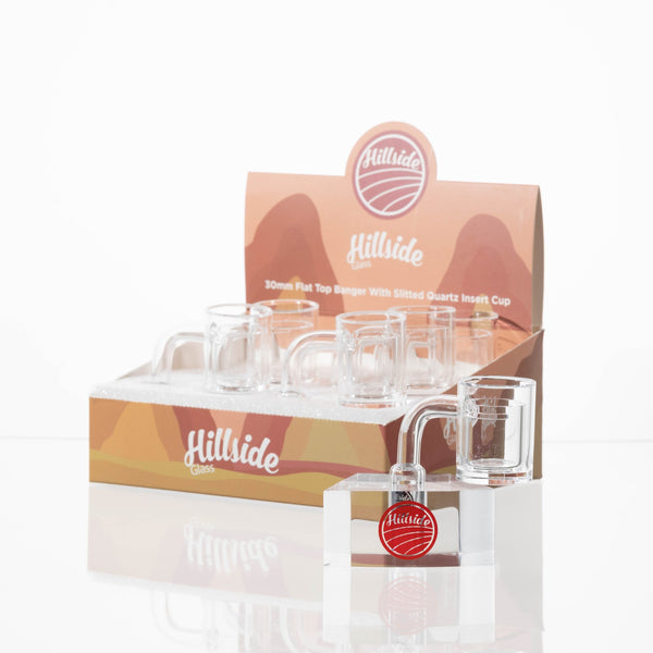 Hillside 6pk 30mm Flat Top Banger With Slitted Quartz Insert Cup 6ct DLQ-098-14 Box - Premium  from H&S WHOLESALE - Just $45! Shop now at H&S WHOLESALE