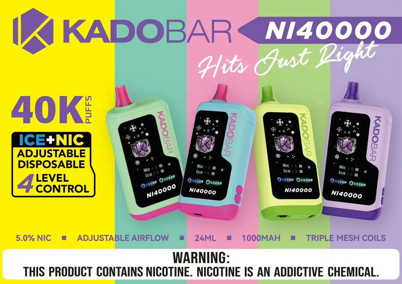 Kado Bar NI40,000 Puffs Smart Screen Ice+Nic Disposable Vape 5ct Box - Premium  from H&S WHOLESALE - Just $55! Shop now at H&S WHOLESALE