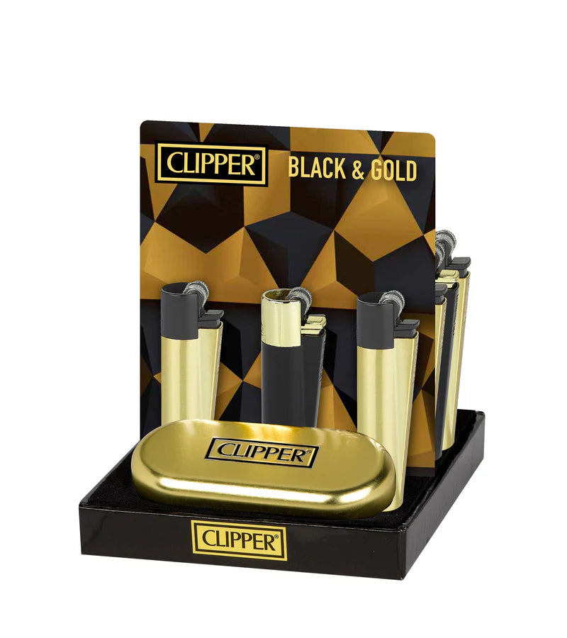 Clipper Reusable Large Metal Black & Gold 12ct Display With Gift Box - Premium  from H&S WHOLESALE - Just $78! Shop now at H&S WHOLESALE