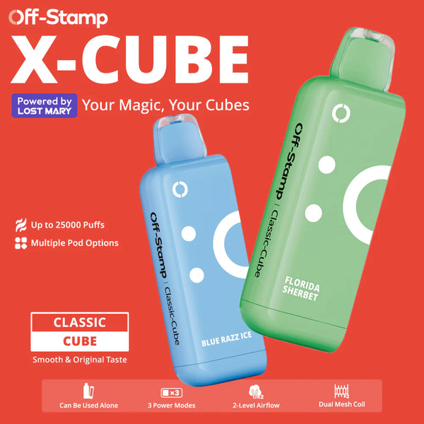 Off-Stamp X-Cube Classic Pods 25,000 Puffs 50mg 18ml 5ct Box - Premium  from H&S WHOLESALE - Just $42.50! Shop now at H&S WHOLESALE