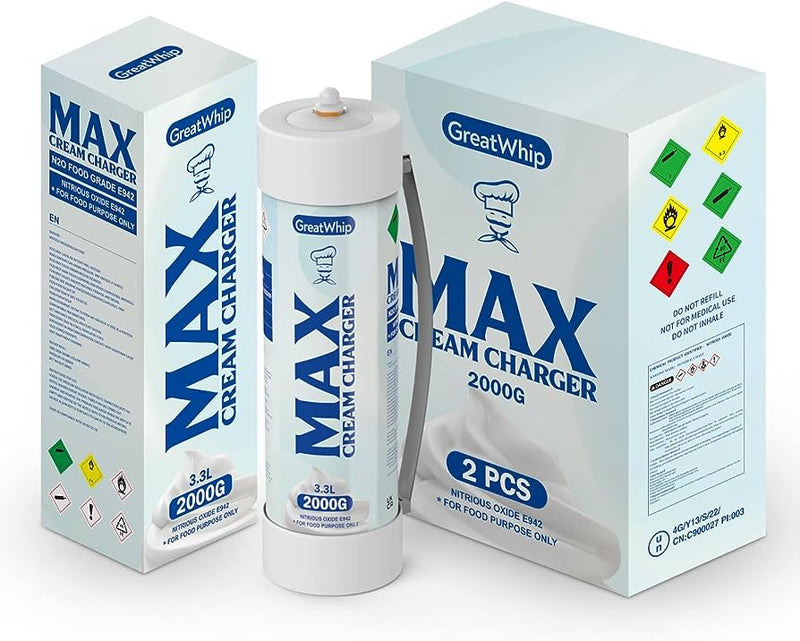 Max Cream Charger 2000mg 2ct - Premium  from H&S WHOLESALE - Just $60! Shop now at H&S WHOLESALE