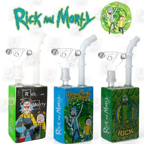 Juice Box Bong 8’’inc Glass Rick And Morty & Other design ￼1ct