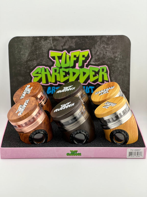 Tuff Shredder Curved Rudder Herb Grinder 4pc Layer Zinc Wood With LED Lights Wood #TS10007 6ct Display - Premium  from H&S WHOLESALE - Just $54! Shop now at H&S WHOLESALE