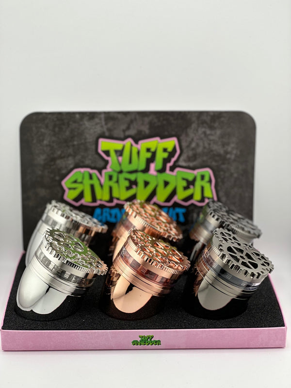 Tuff Shredder Curved Rudder Herb Grinder 4pc Layer Zinc Wood With LED Lights Gear Wheels TS10013 6ct Display - Premium  from H&S WHOLESALE - Just $54! Shop now at H&S WHOLESALE