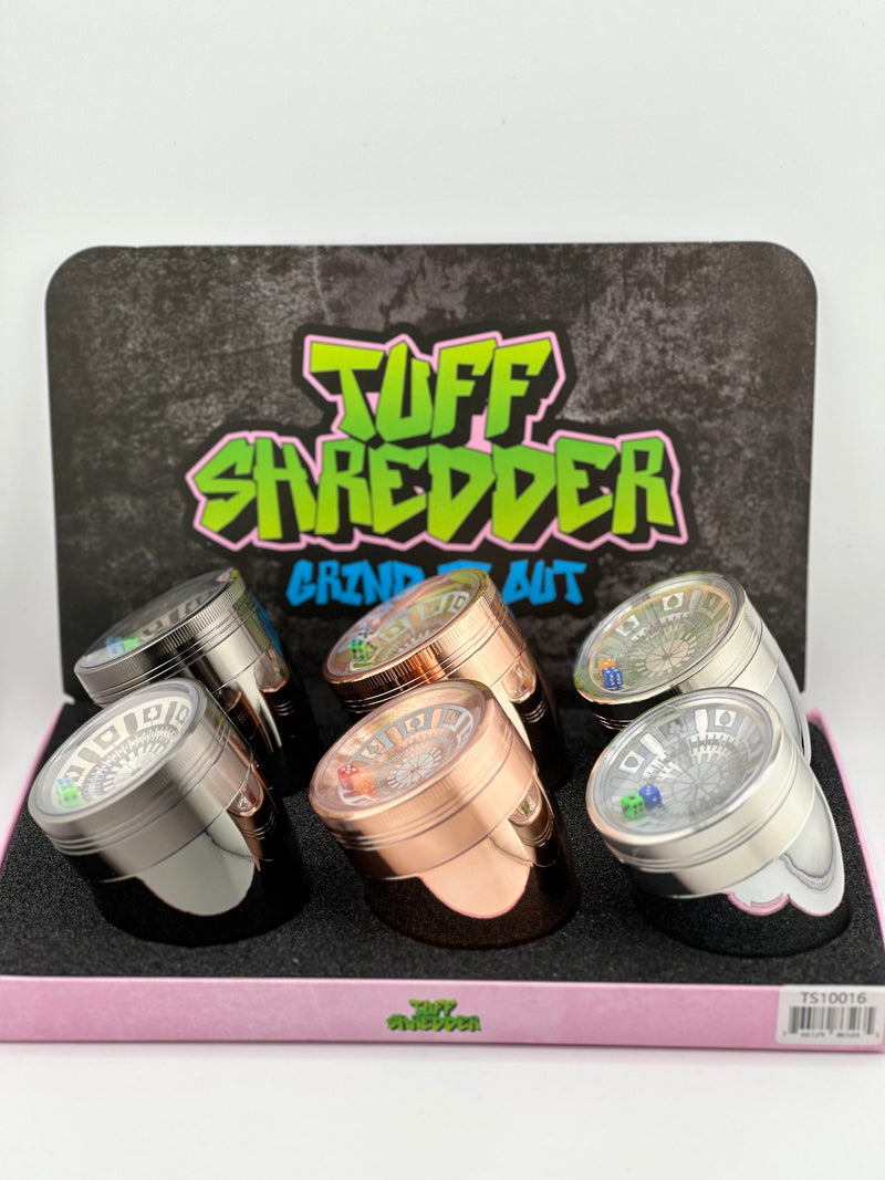 Tuff Shredder Curved Rudder Herb Grinder 4pc Layer Zinc Wood With LED Lights Dice TS10016 6ct Display - Premium  from H&S WHOLESALE - Just $54! Shop now at H&S WHOLESALE