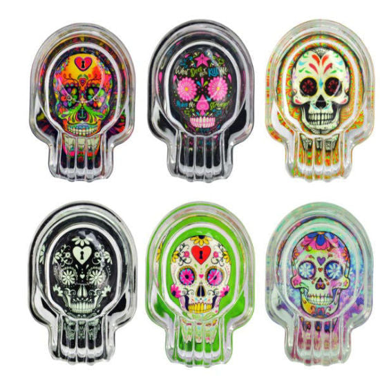 Ashtray Glass Skull shape 6ct Display ￼￼ - Premium  from H&S WHOLESALE - Just $16! Shop now at H&S WHOLESALE