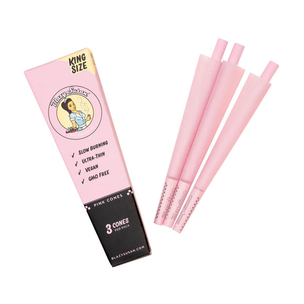 Blazy Susan Pink 3pk King size Cones 21ct Display - Premium  from H&S WHOLESALE - Just $29.99! Shop now at H&S WHOLESALE