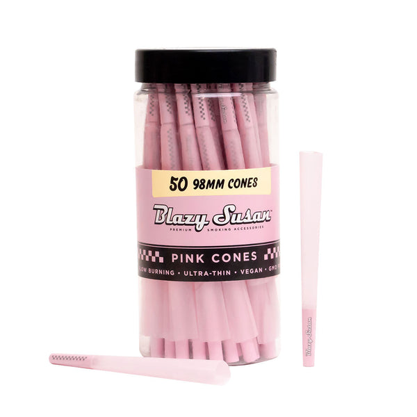 Blazy Susan Pink 98mm Cones 50ct Jar - Premium  from H&S WHOLESALE - Just $9.99! Shop now at H&S WHOLESALE