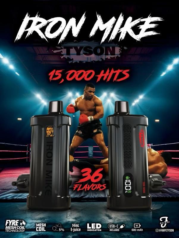 Tyson 2.0 Iron Mike 15,000 Puffs Disposable Vape 5ct Display - Premium  from H&S WHOLESALE - Just $47.50! Shop now at H&S WHOLESALE