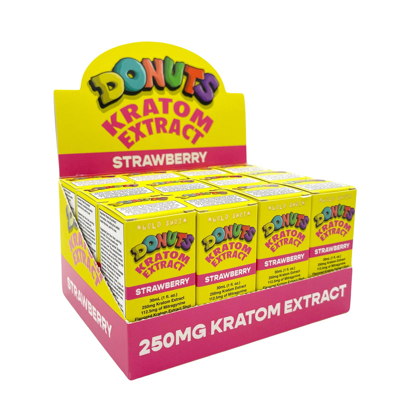 Donuts Kratom Extract Shot Strawberry 30ml & 100mg 12ct Display - Premium  from H&S WHOLESALE - Just $70! Shop now at H&S WHOLESALE