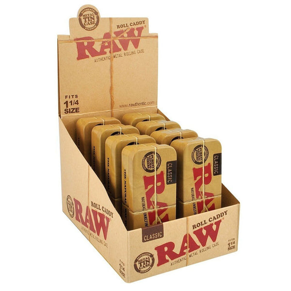 Raw Classic Roll Caddy Metal Case 1 1/4 Size 8ct Display - Premium  from H&S WHOLESALE - Just $13.50! Shop now at H&S WHOLESALE