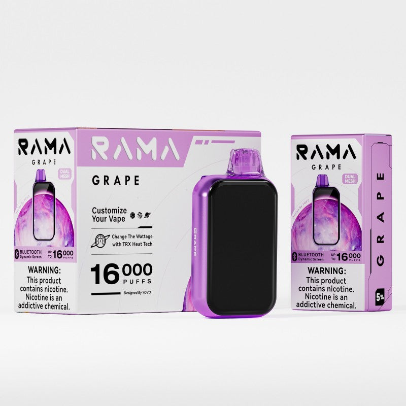 Yovo Rama 16k Puffs 5% Nic Bluetooth Screen 5ct Display - Premium  from H&S WHOLESALE - Just $42.50! Shop now at H&S WHOLESALE