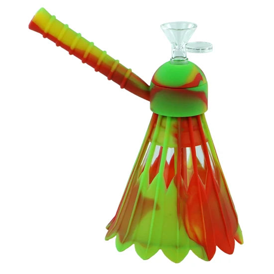 Badminton Smoking Silicone Glass Water Pipe 1ct - Premium  from H&S WHOLESALE - Just $19.99! Shop now at H&S WHOLESALE