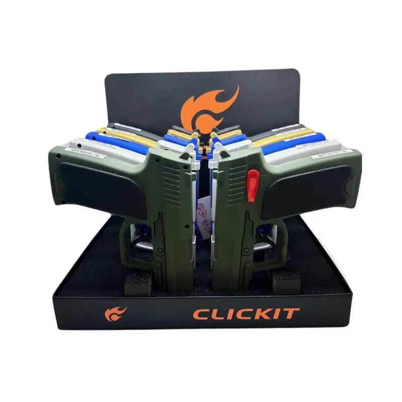 Clickit Large Pistol Gun Torch Lighter 10ct Box - Premium  from H&S WHOLESALE - Just $60! Shop now at H&S WHOLESALE