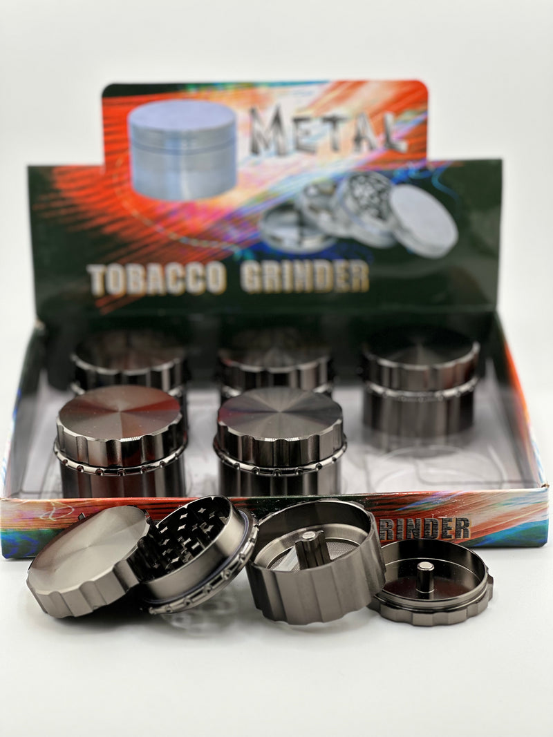 Metal Gunmetal Grip Design Extra Storage 4pc Zinc Grinder 6ct Display