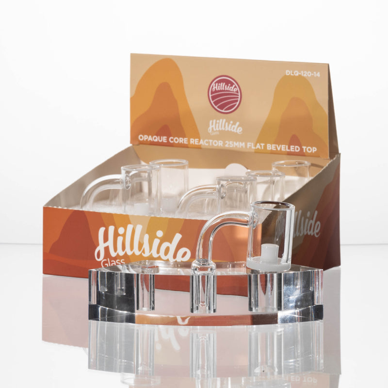 Hillside Glass Opaque Core Reactor 25mm Flat Beveled Top With Clear Joint - 90 Degree Angle - Display of 6 [DLQ-120-14] - Premium  from H&S WHOLESALE - Just $36.00! Shop now at H&S WHOLESALE
