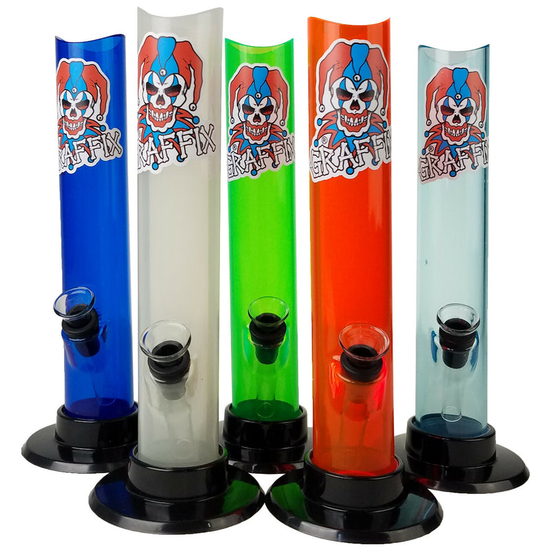Graffix - 8" Acrylic Straight Skinny Water Pipe - with Funnel Slider - Premium  from H&S WHOLESALE - Just $9.99! Shop now at H&S WHOLESALE