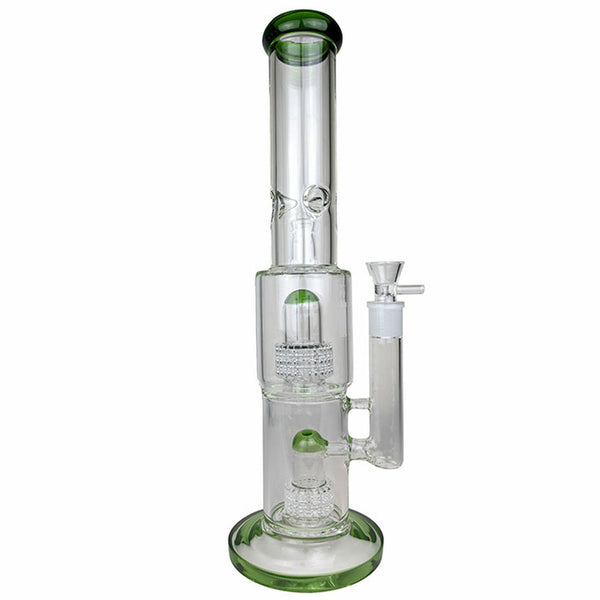 16" Color Trim Double Matrix Perc Big Rig Water Pipe - with 18M Bowl - Premium  from H&S WHOLESALE - Just $40.00! Shop now at H&S WHOLESALE