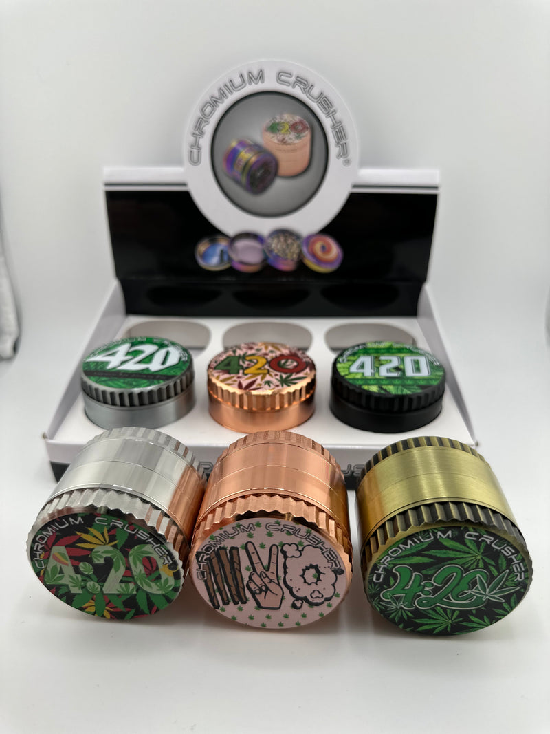 Chromium Crusher tobacco Grinder 4pc 6ct box 420-70394 - Premium  from H&S WHOLESALE - Just $45.00! Shop now at H&S WHOLESALE