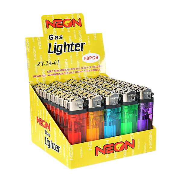 Neon lighters 50ct - Premium  from H&S WHOLESALE - Just $7.99! Shop now at H&S WHOLESALE